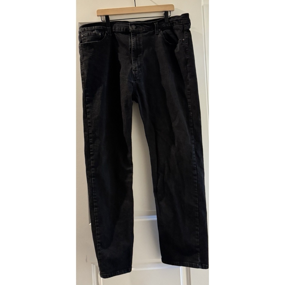 Levi's 505 Regular Fit Jeans Mens 42x32 Black WaterLess Straight Leg Denim